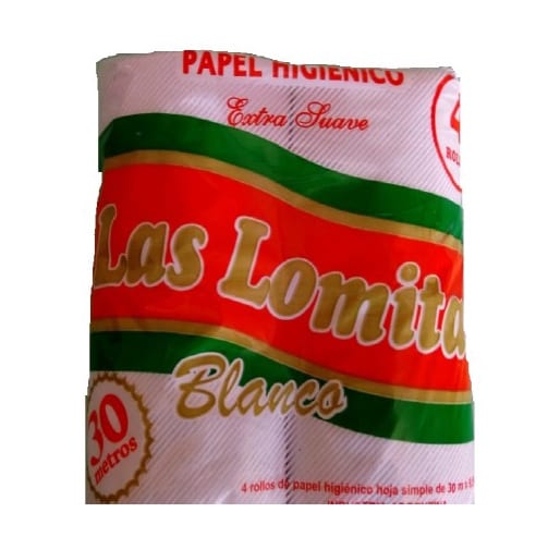 Papel higiénico Las Lomitas 4×30 mts blanco