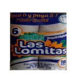 Papel higiénico Las Lomitas 6×30 mts natural